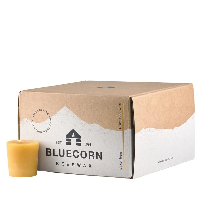 Bluecorn Beeswax Votive Candles, 100% Pure Natural Bees Wax, Yellow Votives, Clean Burning & Long Lasting (12+ Hours), Fragrance Free, Home Decor, Fall & Christmas Decor, American Made, 18 Pack - Image 4